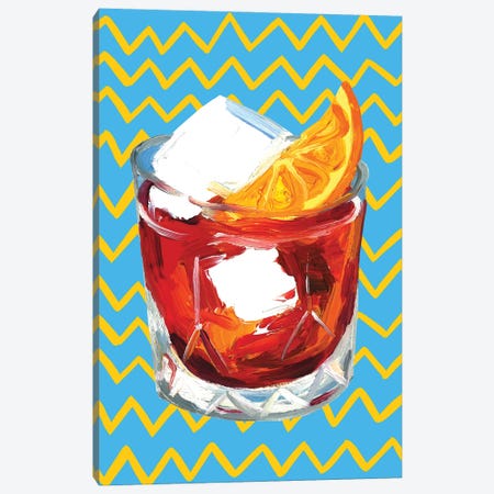 Negroni On Blue Zigzag Canvas Print #AIE66} by Alice Straker Canvas Print