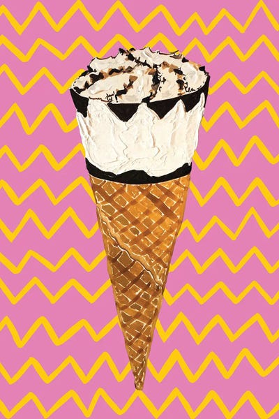 Pop Art Kitchen: Cornetto On Pink Zigzag by Alice Straker