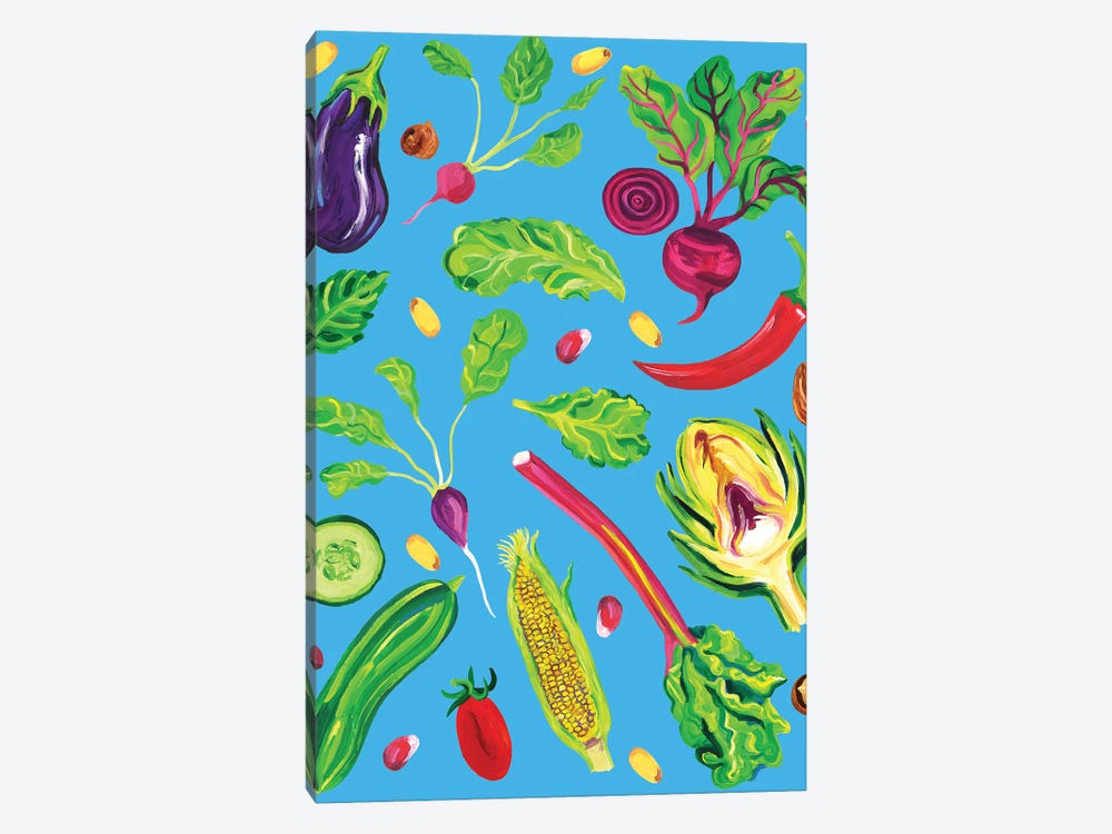 Spring Vegetables Blue by Alice Straker 1-piece Art Print