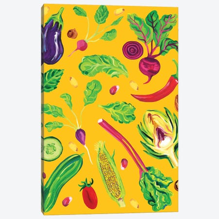 Spring Vegetables Light Orange Canvas Print #AIE70} by Alice Straker Art Print