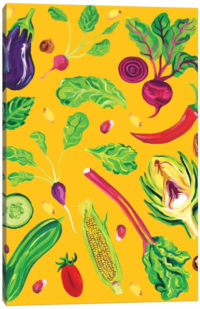 Spring Vegetables Light Orange Canvas Art Print - Alice Straker