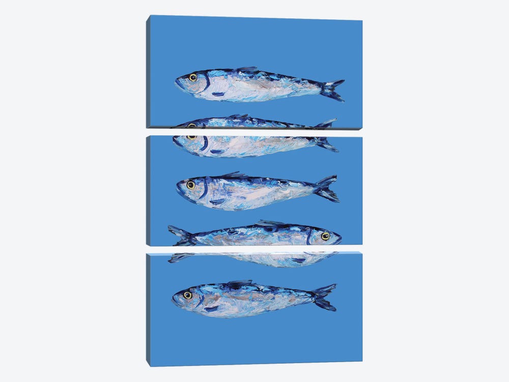 Sardines On Blue by Alice Straker 3-piece Canvas Wall Art