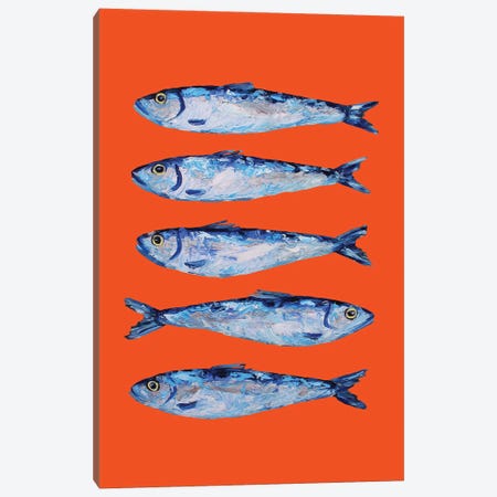 Sardines On Orange Canvas Print #AIE73} by Alice Straker Canvas Print