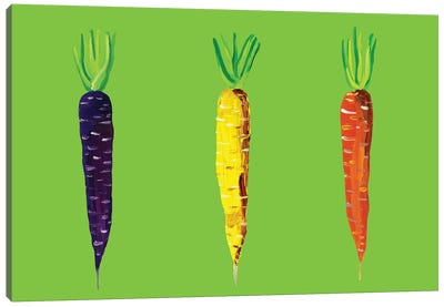 Carrots on Green Canvas Art Print - Alice Straker