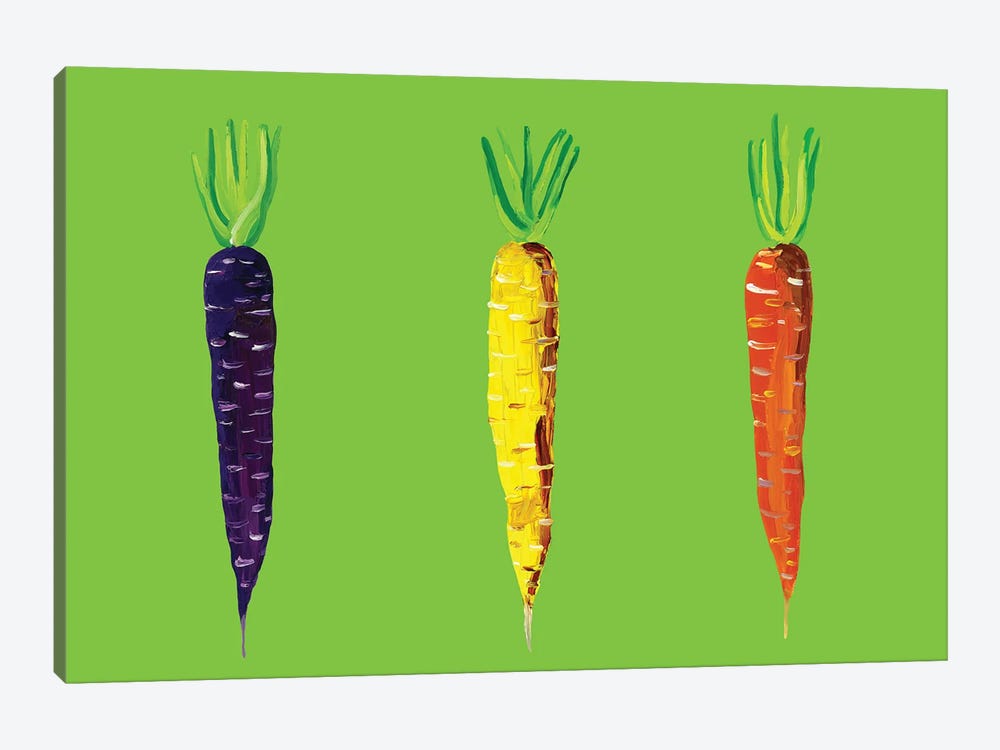 Carrots on Green by Alice Straker 1-piece Art Print