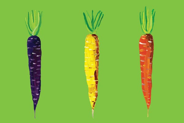 Pop Art Kitchen: Carrots on Green by Alice Straker