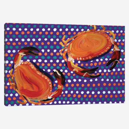 Crabs on Purple Spotty Canvas Print #AIE9} by Alice Straker Canvas Art