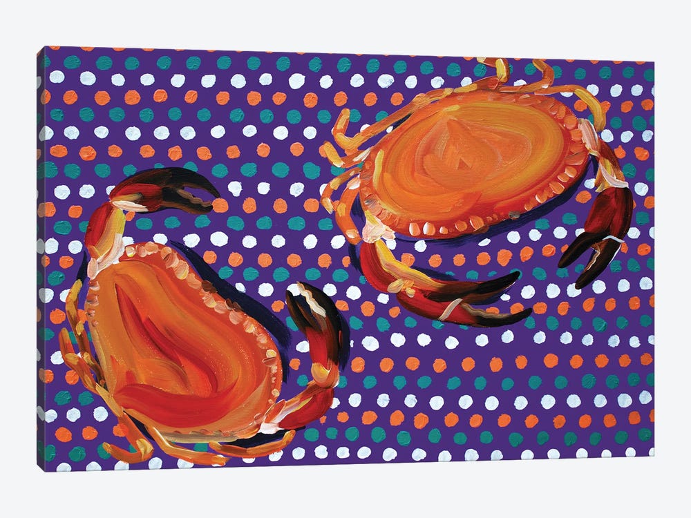 Crabs on Purple Spotty by Alice Straker 1-piece Canvas Art Print