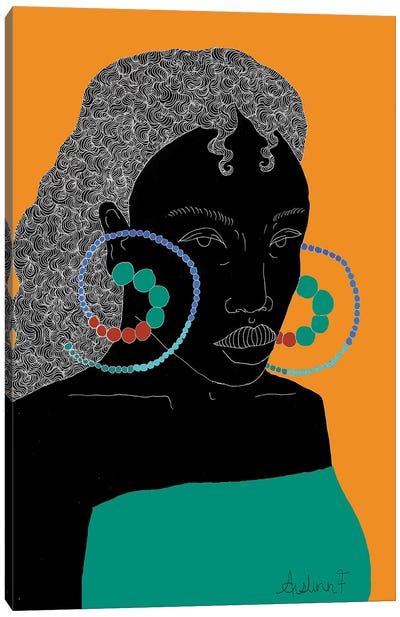 En Attendant - Orange Canvas Art Print - African Heritage Art