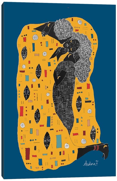 Klimt Noir - Blue Canvas Art Print - The Kiss Collection