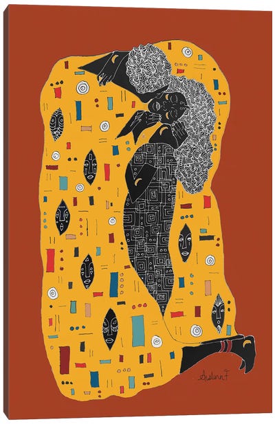 Klimt Noir - Brown Canvas Art Print - African Culture