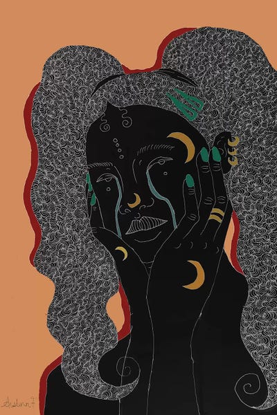 Blues - Beige by Aislinn F framed canvas print