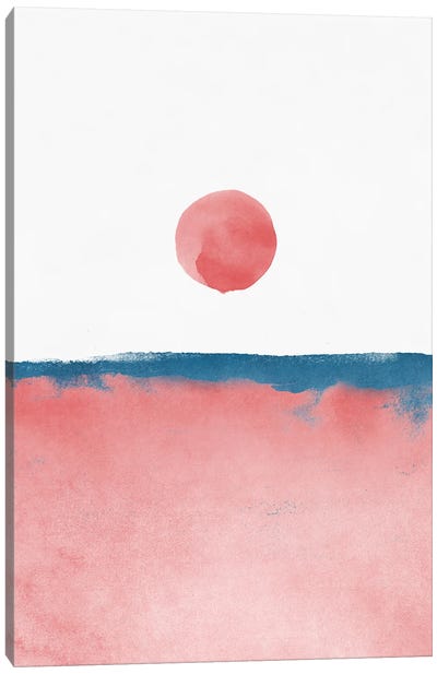 Minimal Landscape Pink and Navy Blue II Canvas Art Print - amini54