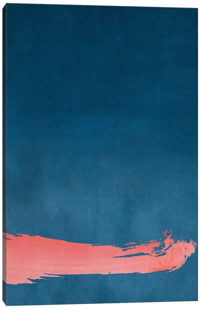 Minimal Landscape Pink and Navy Blue III Canvas Art Print - amini54