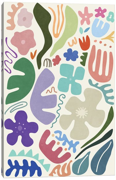 Floral Shapes Canvas Art Print - The Cut Outs Collection