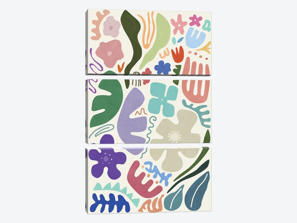 Floral Shapes by amini54 3-piece Canvas Art Print