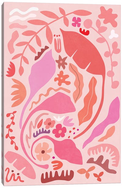 Pink Flora Canvas Art Print - The Cut Outs Collection