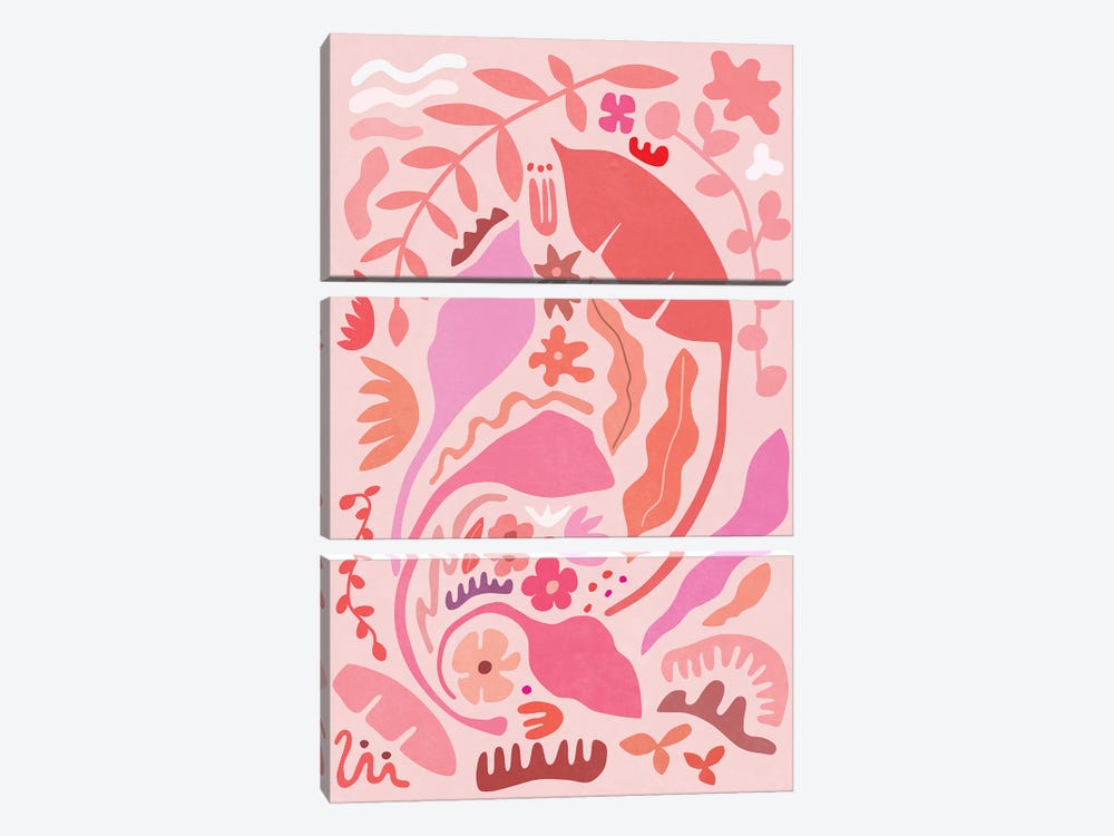 Pink Flora by amini54 3-piece Canvas Art Print