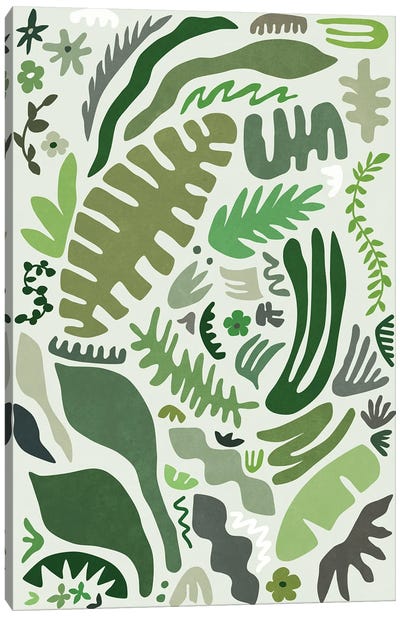 Green Flora Canvas Art Print - The Cut Outs Collection