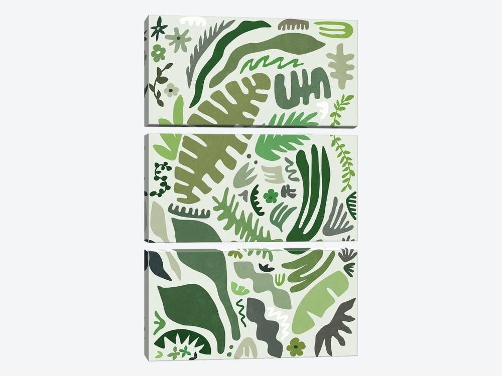 Green Flora by amini54 3-piece Canvas Wall Art