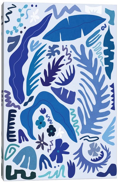 Blue Flora Canvas Art Print - amini54