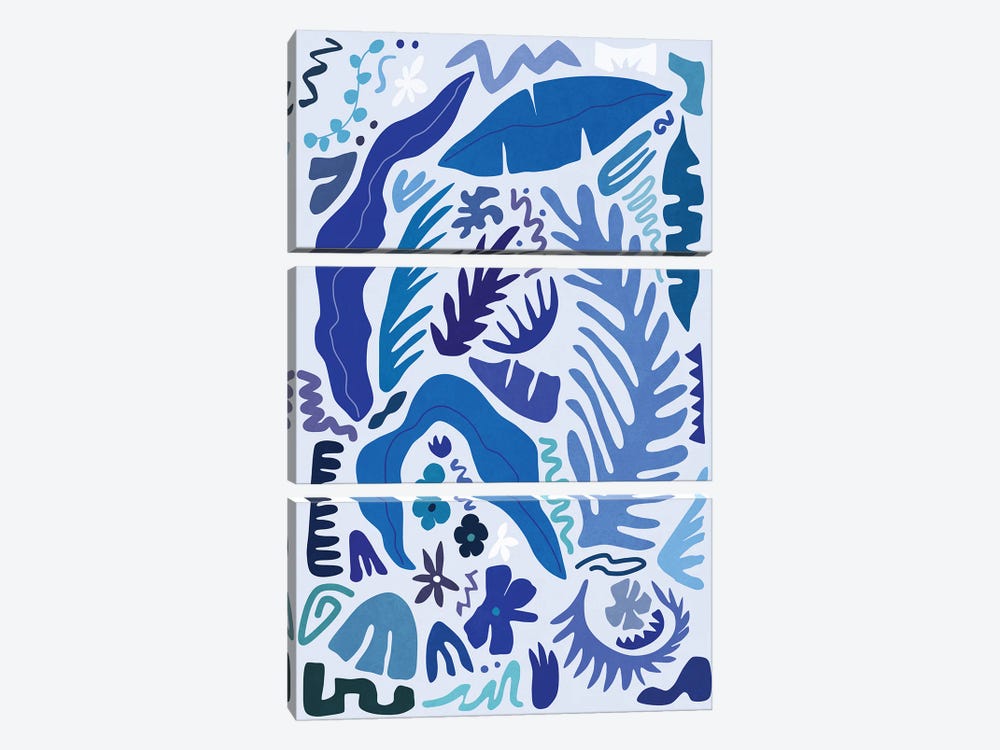 Blue Flora by amini54 3-piece Canvas Print