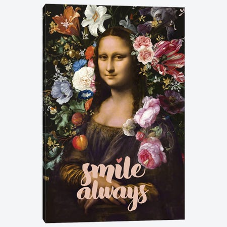 Smile Always, Mona Lisa Canvas Print #AII263} by amini54 Canvas Art Print
