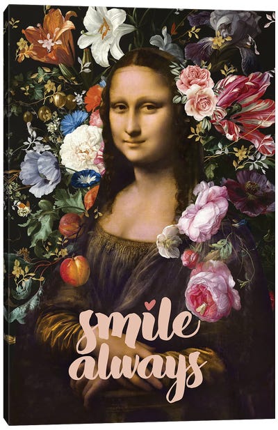 Smile Always, Mona Lisa Canvas Art Print - Happiness Art