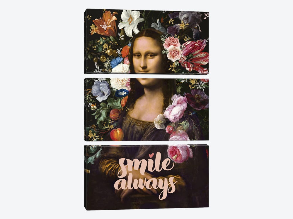 Smile Always, Mona Lisa by amini54 3-piece Canvas Art