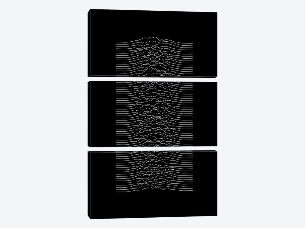 Nocturnal Mono Waveform by amini54 3-piece Canvas Wall Art