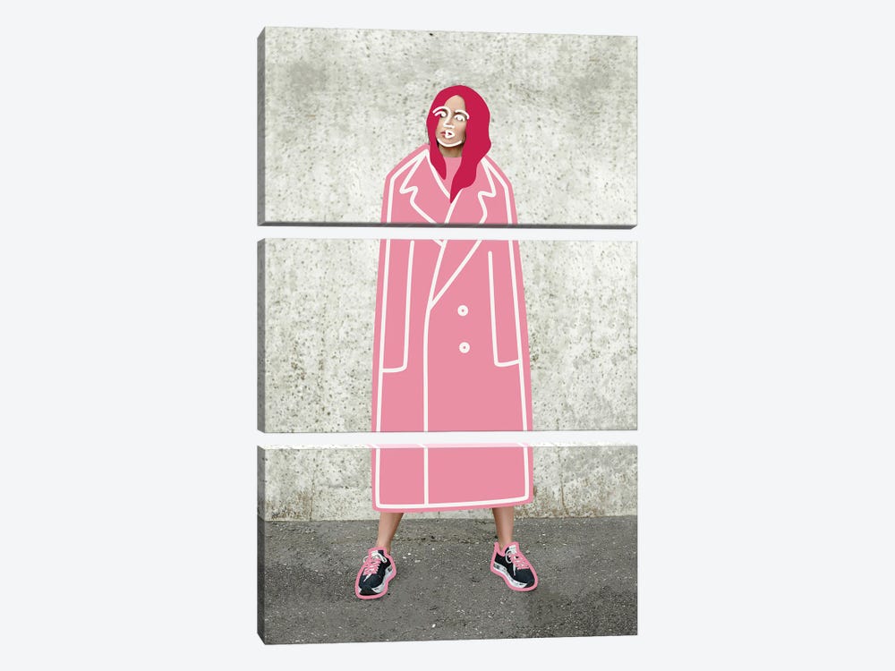 Pink Coat by amini54 3-piece Canvas Wall Art