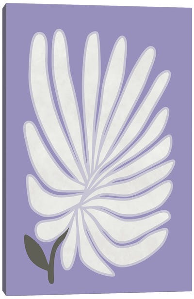 White Chrysanthemum Canvas Art Print - Purple Abstract Art