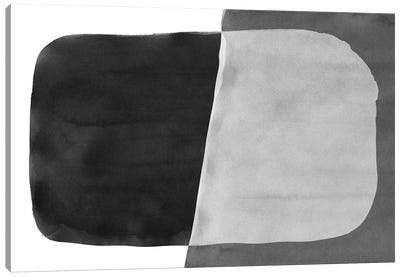 Minimal Black and White Abstract VI Brushstroke Canvas Art Print - Black & White Graphics & Illustrations