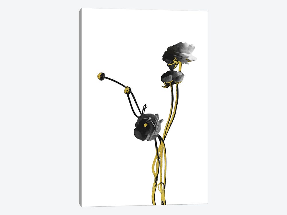 Minimal Botanical - Flower Minimal Black and Gold IV by amini54 1-piece Canvas Art Print