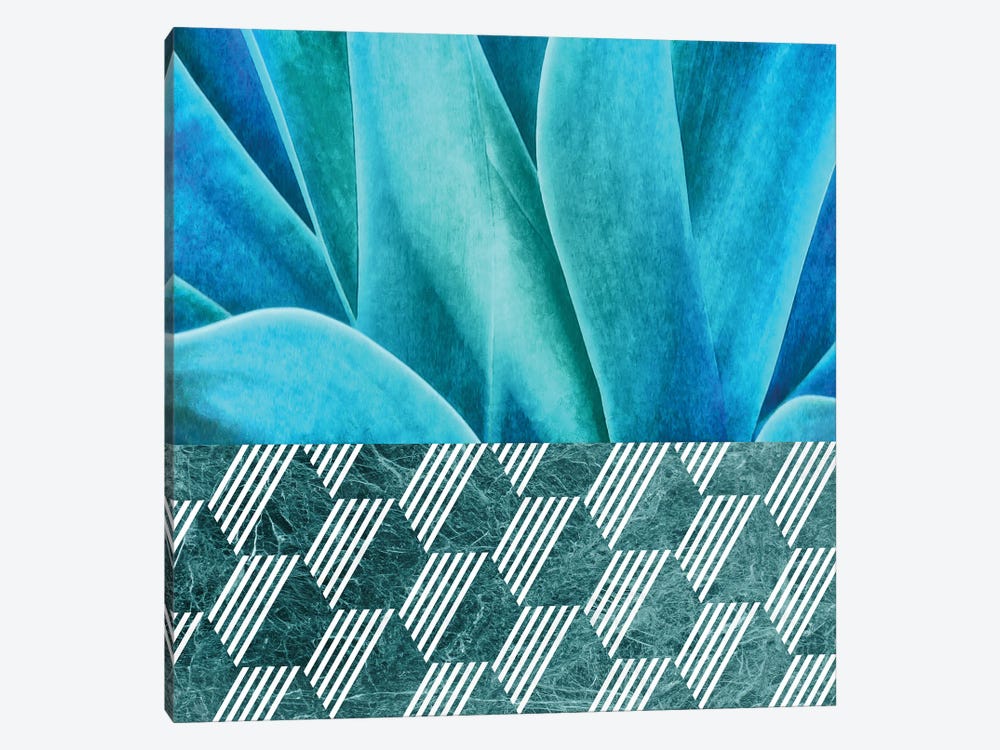 Turquoise Agave on Hexagonal Ceramic Tiles by amini54 1-piece Canvas Artwork