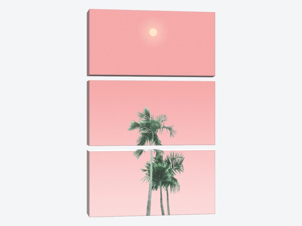 Palm Trees, Sun and Sky by amini54 3-piece Canvas Print