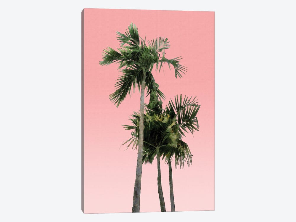 Palm Trees on Pink Wall by amini54 1-piece Canvas Artwork