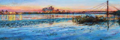 Cityscape With The River by Andrii Kutsachenko framed canvas print
