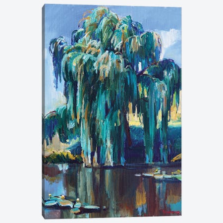 Landscape With Willow Over The Lake Canvas Print #AIK16} by Andrii Kutsachenko Canvas Artwork