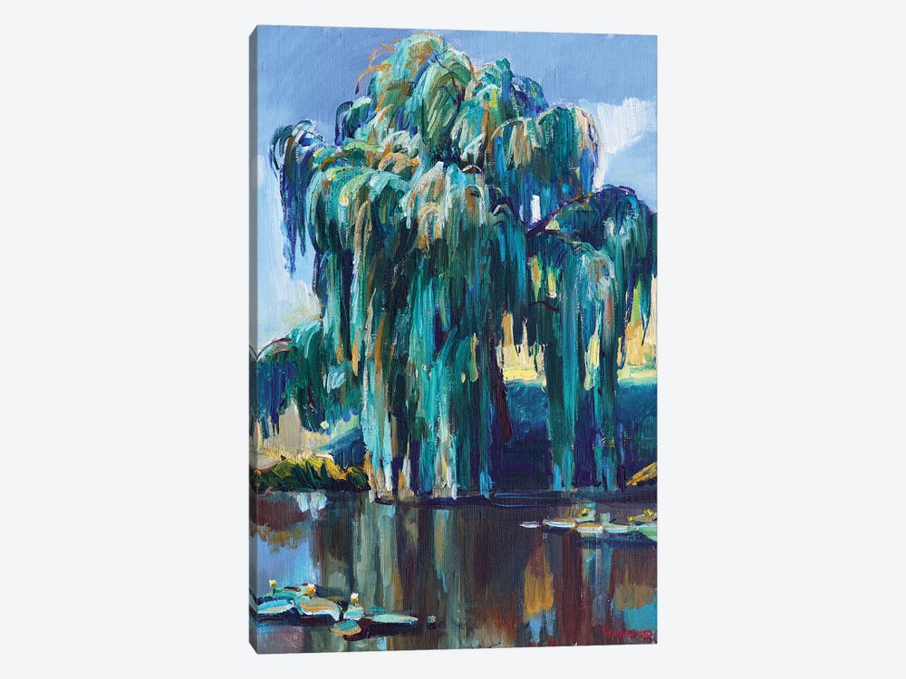 Landscape With Willow Over The Lake by Andrii Kutsachenko 1-piece Canvas Print