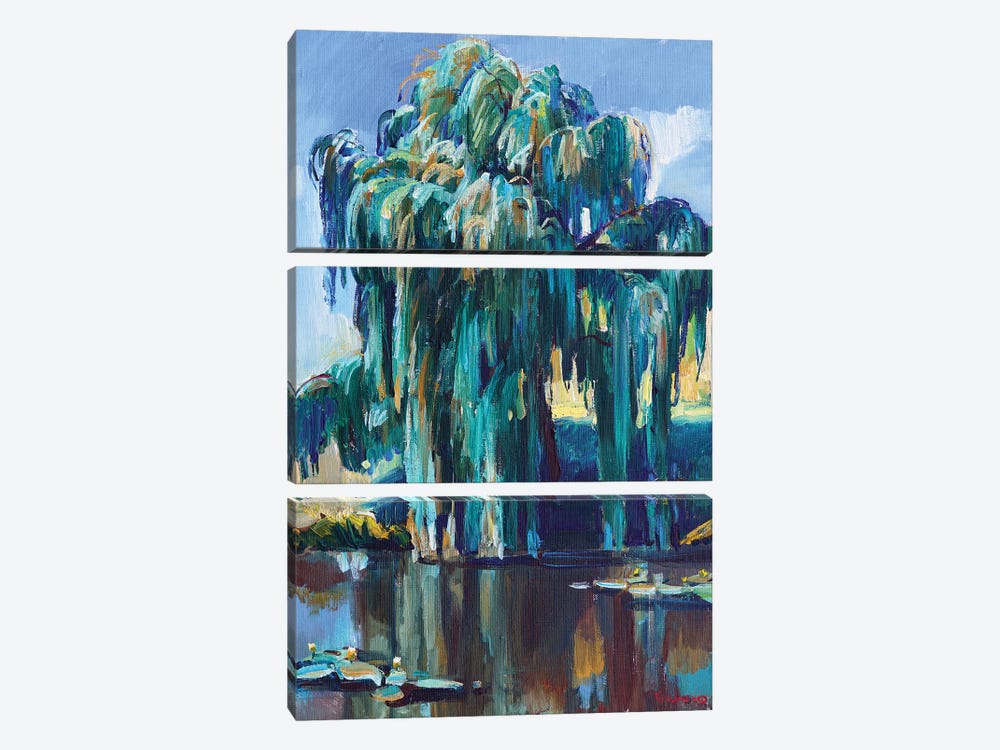 Landscape With Willow Over The Lake by Andrii Kutsachenko 3-piece Canvas Art Print