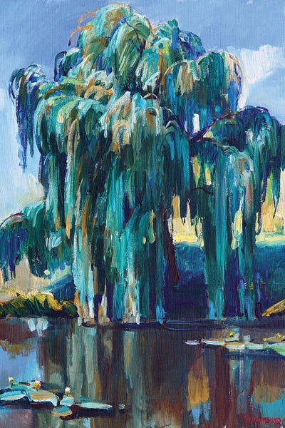 Willow Trees: Landscape With Willow Over The Lake by Andrii Kutsachenko