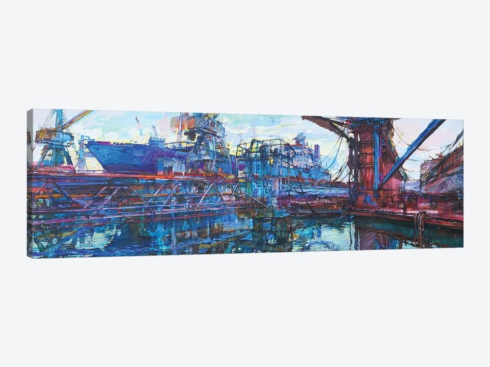 Port With Cargo Ships by Andrii Kutsachenko 1-piece Canvas Art