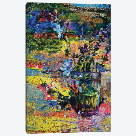Multicolored Still Life With Blue Wildflowers Canvas Print #AIK26} by Andrii Kutsachenko Canvas Print