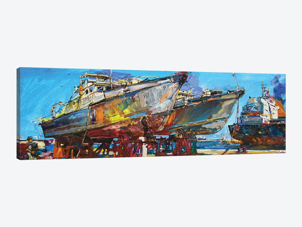 Ships Under Repair by Andrii Kutsachenko 1-piece Canvas Wall Art