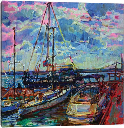 Seascape Scene With Yachts Canvas Art Print - Andrii Kutsachenko