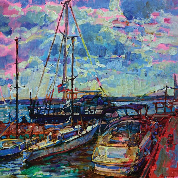Yachts: Seascape Scene With Yachts by Andrii Kutsachenko