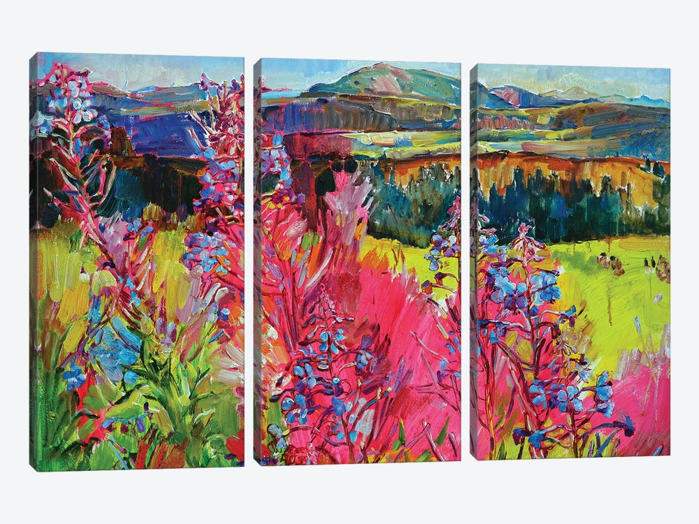 Flowers In The Mountains by Andrii Kutsachenko 3-piece Canvas Wall Art