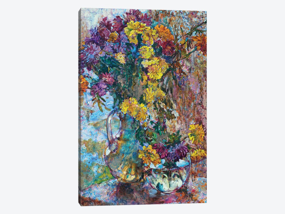 Still Life With Autumn Flowers by Andrii Kutsachenko 1-piece Canvas Art Print