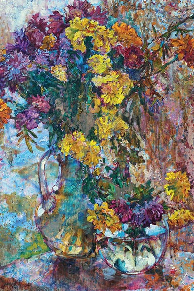 Contemporary Fine Art: Still Life With Autumn Flowers by Andrii Kutsachenko